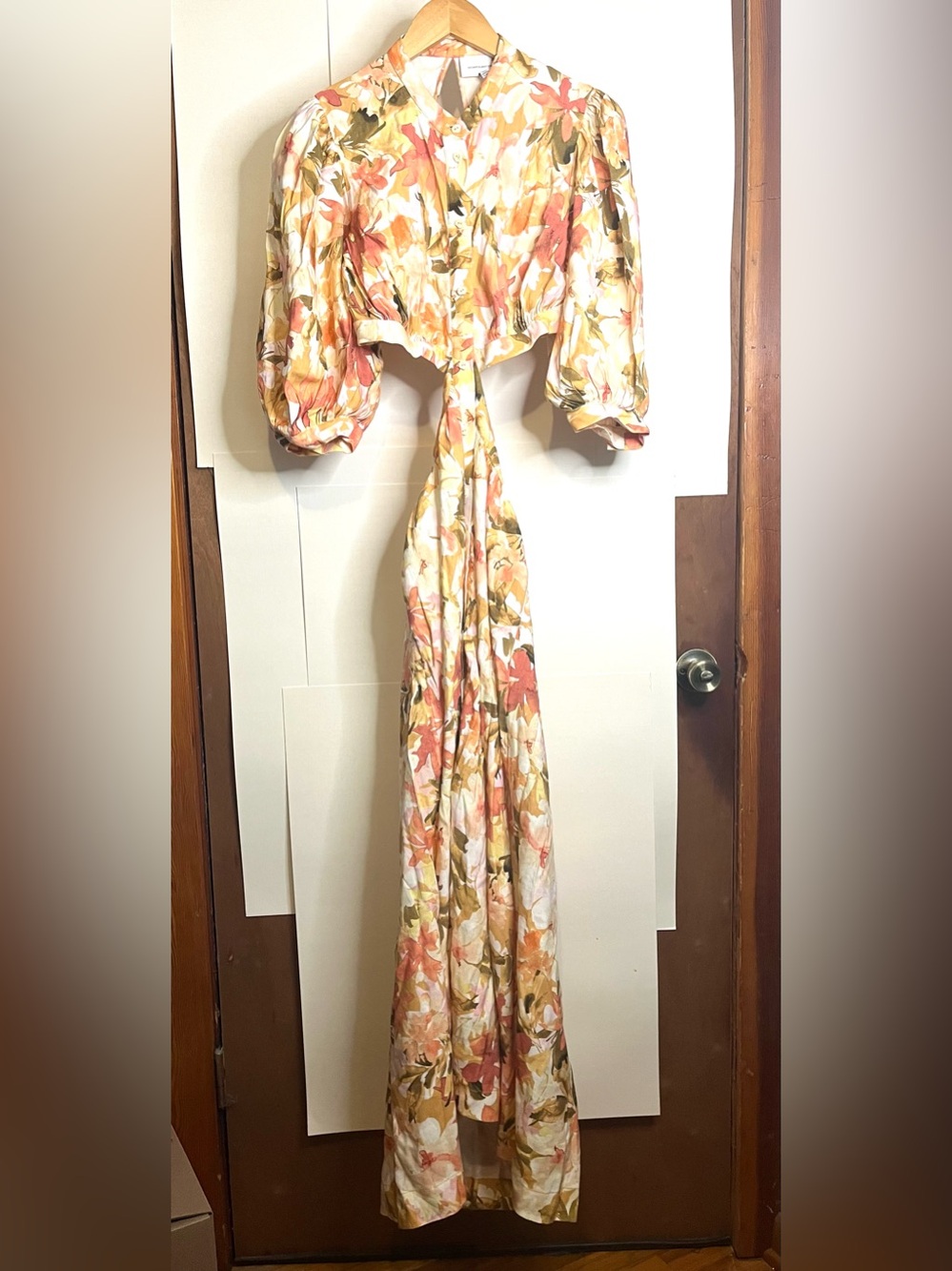 Significant Other Women’s Size 8 Svana Linen Blend Watercolor Floral Maxi Dress - Picture 3 of 14